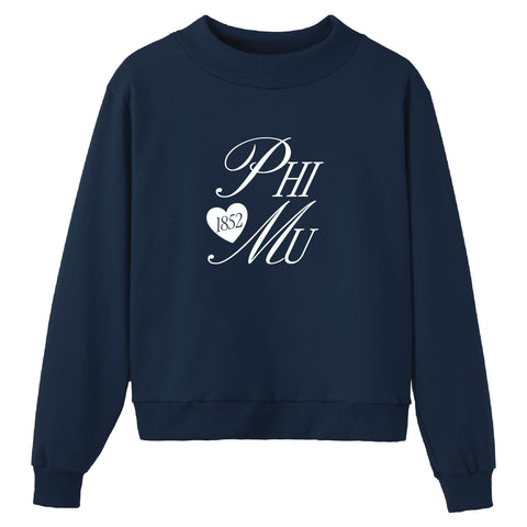 Adorn Navy Sorority Mock Neck