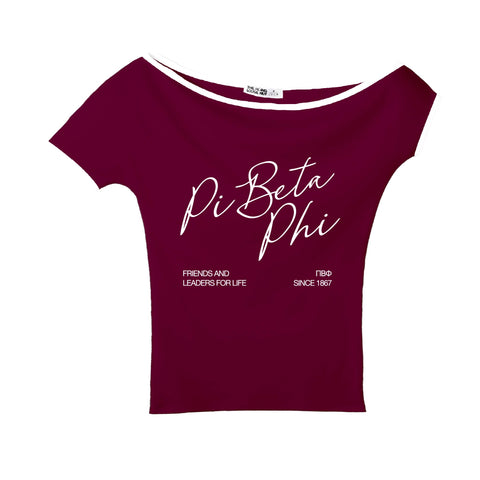 Crimson Script Bordeaux Sorority Marina Top