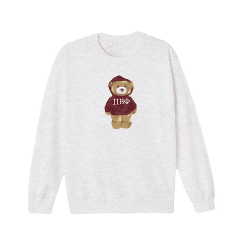 Bear in Red Crewneck-Pi Beta Phi-M-gray