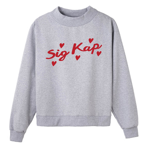 Heartbeat Gray Sorority Mock Neck