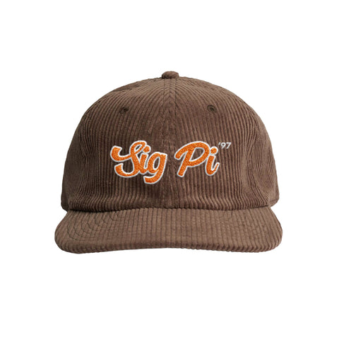Retro Script Embroidered Fraternity Corduroy Cap