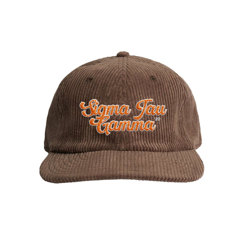 Retro Script Embroidered Fraternity Corduroy Cap