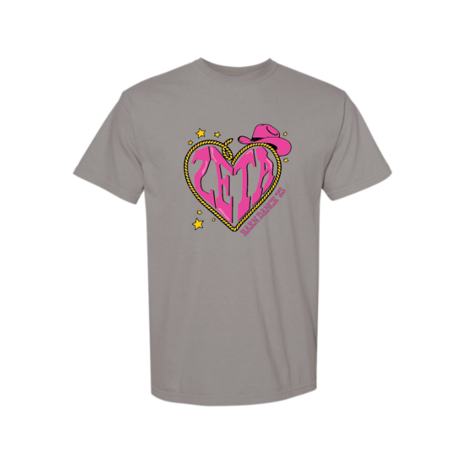 Miami Zeta Barn Dance '23 Round Up My Heart Tee - Gray