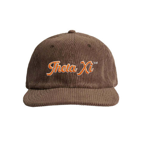 Retro Script Embroidered Fraternity Corduroy Cap