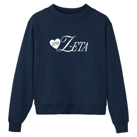 Adorn Navy Sorority Mock Neck