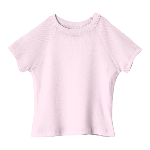 Newport Tee, cropped fitted raglan baby tee in BB Blush color