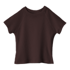 Newport Tee, cropped fitted raglan baby tee in Latte Lover color