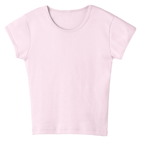 Venice Tee, full-length fitted cap sleeve baby tee in BB Blush color