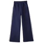 Thalia Sweats, custom fleece flare sweatpants with white side stripes, in Midnight Chic color