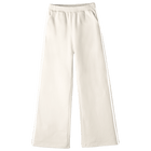 Thalia Sweats, custom fleece flare sweatpants with white side stripes, in Oat Milk Please color