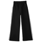 Thalia Sweats, custom fleece flare sweatpants with white side stripes, in Onyx Black color