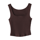 Amelia Tank, custom cropped fitted tank top with square neck in Latte Love color