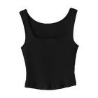 Amelia Tank, custom cropped fitted tank top with square neck in Onyx Black color