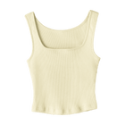 Amelia Tank, custom cropped fitted tank top with square neck in Sandy Chic color