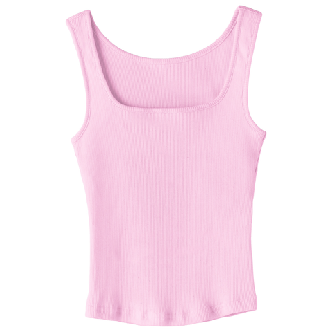 Amelia Tank, custom full-length fitted tank top with square neck in BB Blush color