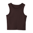 Malibu Tank, custom cropped fitted tank top with wide straps in Latte Love color