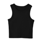 Malibu Tank, custom cropped fitted tank top with wide straps in Onyx Black color
