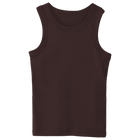 Malibu Tank, custom full-length fitted tank top with wide straps in Latte Love color