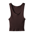 Sunset Tank, custom cropped scoop neck tank top in latte love color