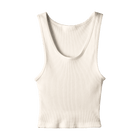Sunset Tank, custom cropped scoop neck tank top in oat milk please color