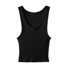 Sunset Tank, custom cropped scoop neck tank top in onyx black color