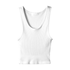 Sunset Tank, custom cropped scoop neck tank top in opal white color