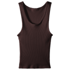 Sunset Tank, custom full-length scoop neck tank top in latte love color