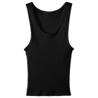 Sunset Tank, custom full-length scoop neck tank top in onyx black color