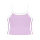 Thalia Tank, custom cropped spaghetti strap tank top with white side stripes in aphrodite approved color