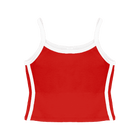 Thalia Tank, custom cropped spaghetti strap tank top with white side stripes in cherry whisper color
