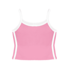 Thalia Tank, custom cropped spaghetti strap tank top with white side stripes in dream house color