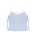 Thalia Tank, custom cropped spaghetti strap tank top with white side stripes in healing angelite color