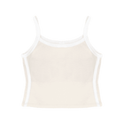Thalia Tank, custom cropped spaghetti strap tank top with white side stripes in oat milk please color