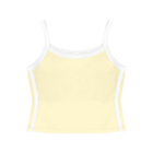 Thalia Tank, custom cropped spaghetti strap tank top with white side stripes in sandy chic color
