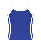 Thalia Tank, custom full-length spaghetti strap tank top with white side stripes in lazuli lover color