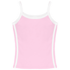 Thalia Tank, custom full-length spaghetti strap tank top with white side stripes in bb blush color