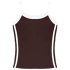 Thalia Tank, custom full-length spaghetti strap tank top with white side stripes in latte love color