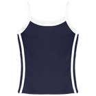 Thalia Tank, custom full-length spaghetti strap tank top with white side stripes in midnight chic color