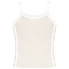 Thalia Tank, custom full-length spaghetti strap tank top with white side stripes in oat milk please color
