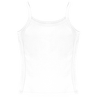 Thalia Tank, custom full-length spaghetti strap tank top with white side stripes in opal white color
