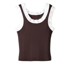 Victoria Tank, custom cropped lace tank top in latte love color