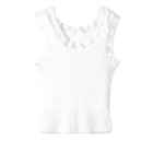 Victoria Tank, custom cropped lace tank top in opal white color