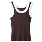 Victoria Tank, custom full-length lace tank top in latte love color