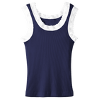Victoria Tank, custom full-length lace tank top in midnight chic color 