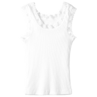 Victoria Tank, custom full-length lace tank top in opal white color